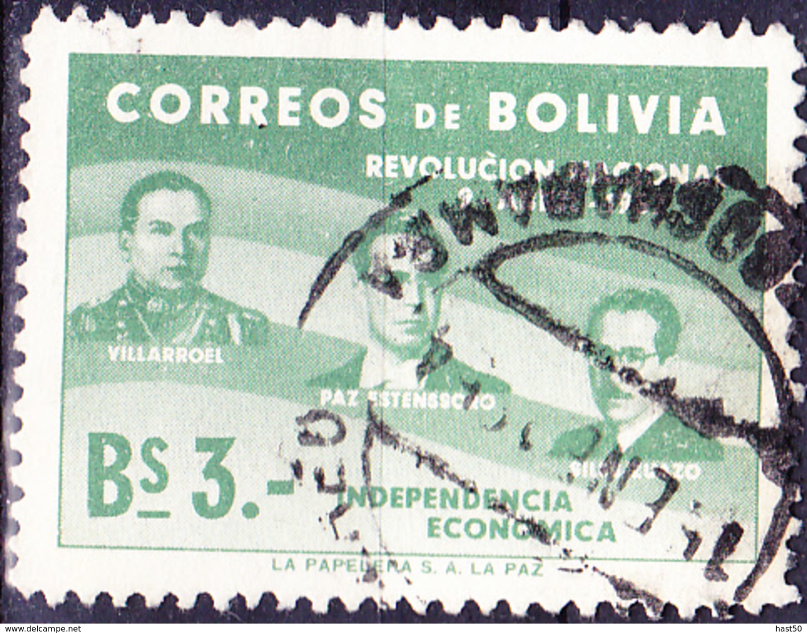 Bolivien - Gualberto Villaroél, Paz Estenssoro Und Hernan Siles Zuazo (MiNr:526) 1953 - Gest Used Obl - Bolivia