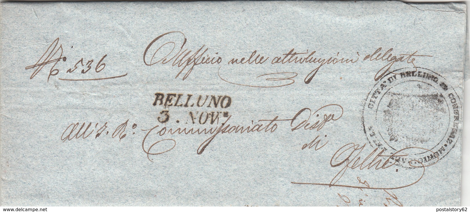 Belluno Per Feltre, Lettera Con Contenuto 1855 - Lombardo-Veneto