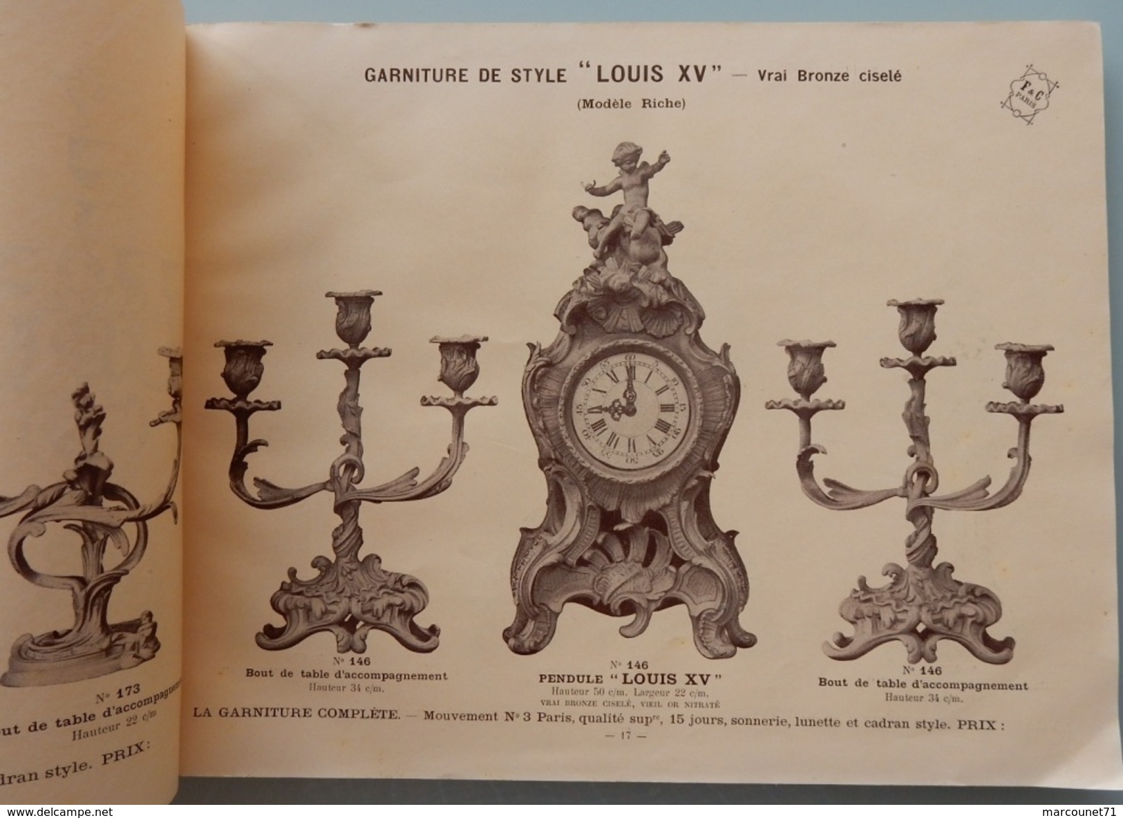 RARE CATALOGUE GARNITURE DE STYLE MARBRE ET BRONZE F ET C PARIS FISSEAU COCHOT HORLOGERIE - 1800 – 1899