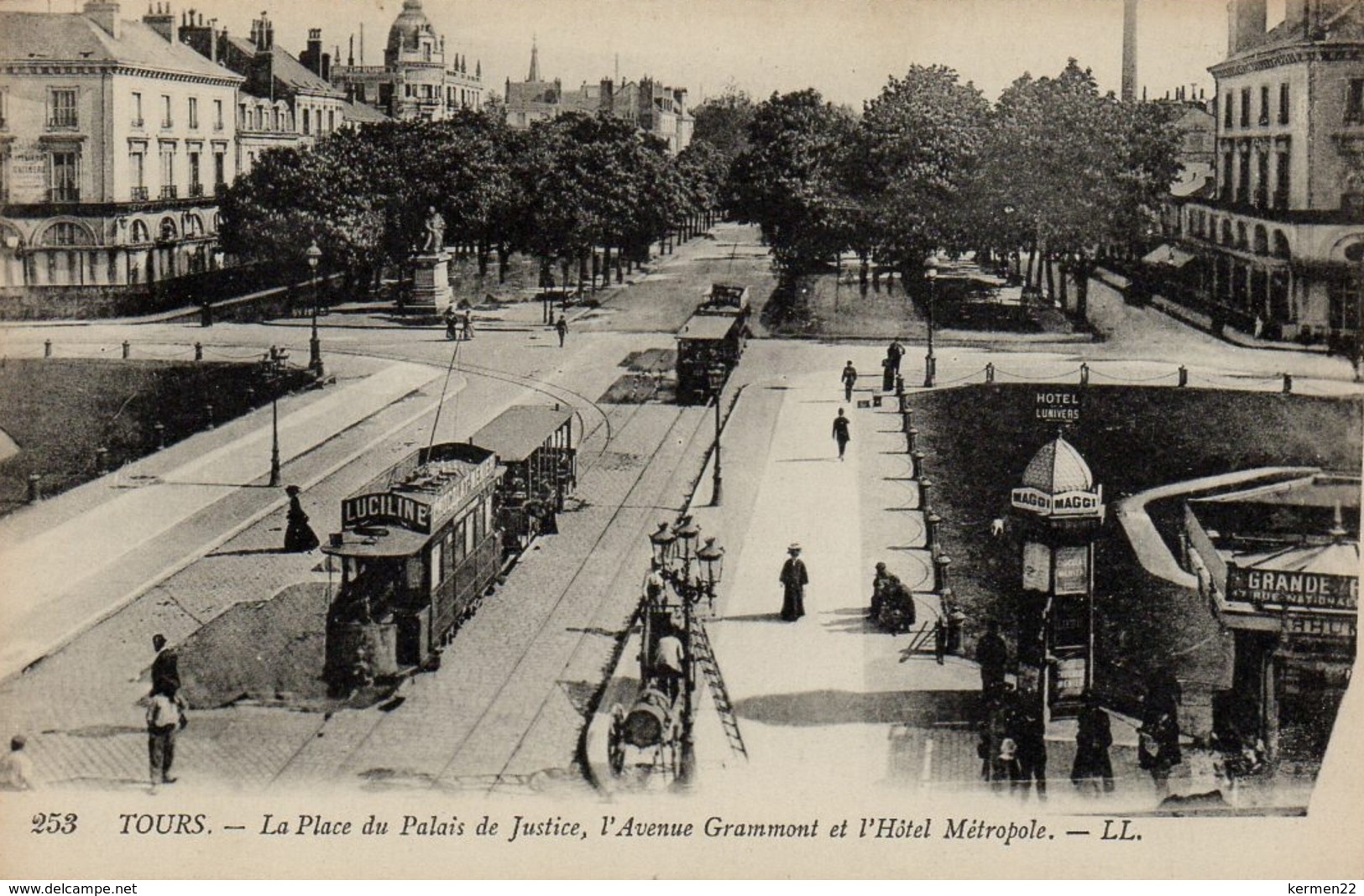 CPA 37 TOURS La Place Du Palais De Justice L´Avenue De Grammont Et L´Hôtel Métropole - Tours