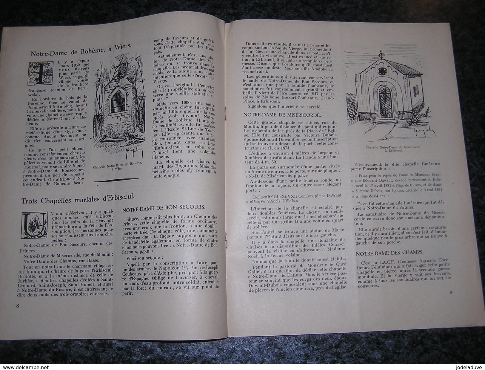 CALVAIRES ET CHAPELLES EN HAINAUT N° 1 1958 Braine Le Comte Villers Perwin Obaix Hal Fontaine l' Evêque Maubray Jurbise