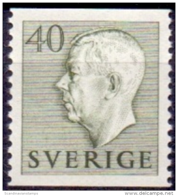 ZWEDEN 1951-1957 40öre Olijfgroen Gustaf VI Adolf Type I PF-MNH - Ungebraucht