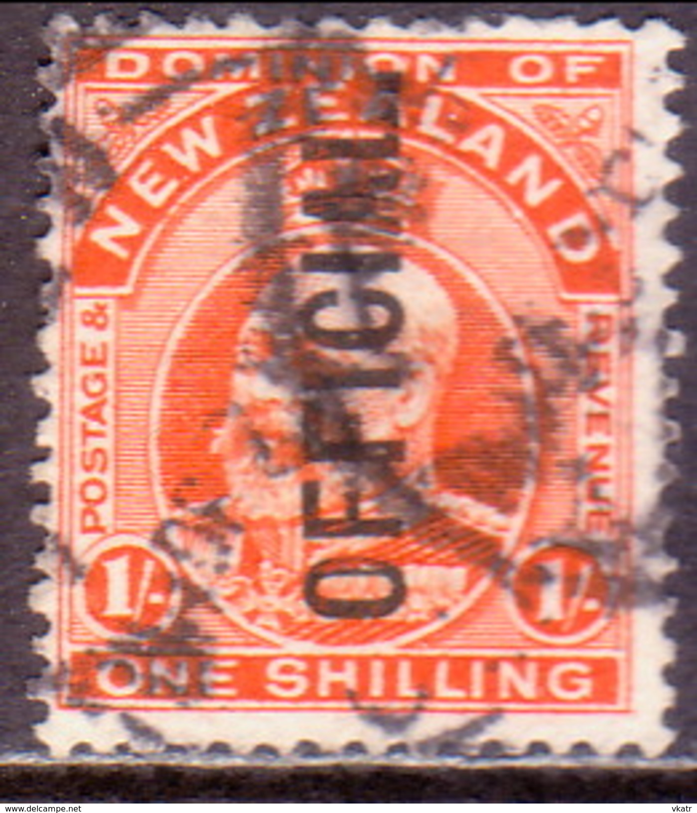 NEW ZEALAND 1910 SG O77 1sh Used Official CV £20 - Service