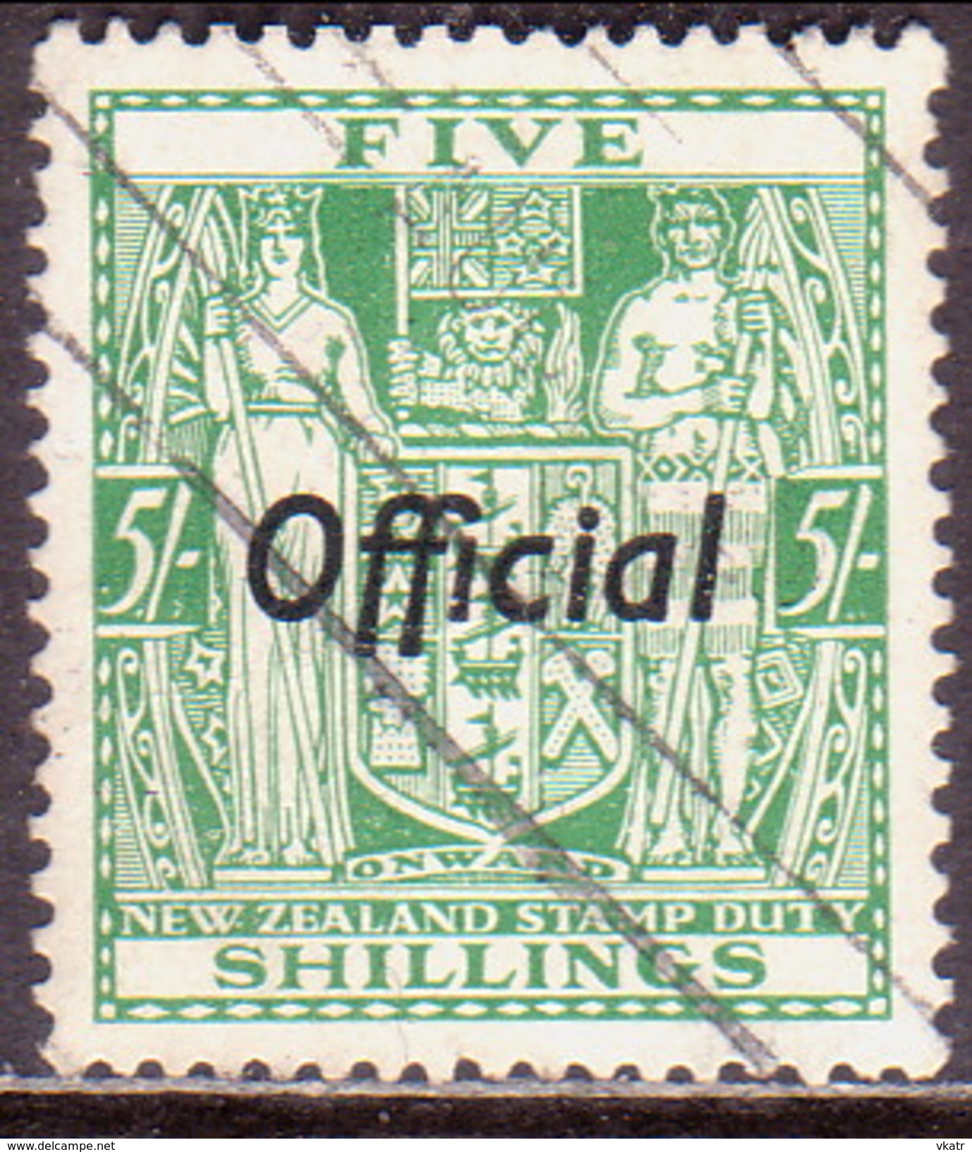 NEW ZEALAND 1938 SG O119 5sh Used Official Wmk "Single" CV £65 - Officials