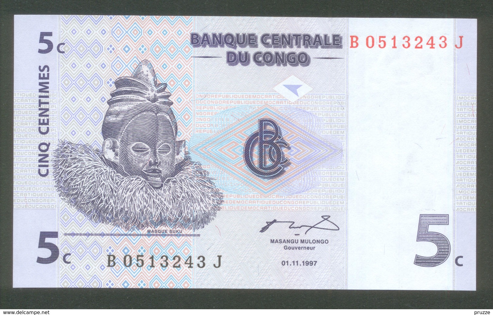 Kongo - Congo 1997, 5 Centimes - UNC - Demokratische Republik Kongo & Zaire