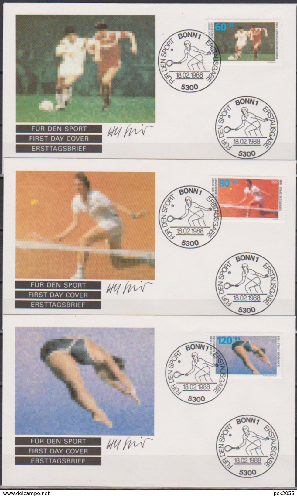 Bund FDC 1988 Nr.1353-1355  Sporthilfe Fußball-Europameisterschaft,Olympische Sommerspiele( D 5009 ) - 1981-1990