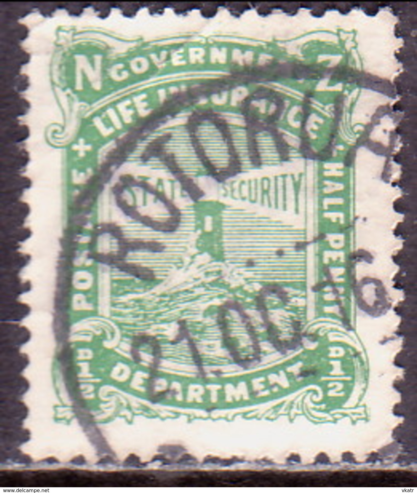 NEW ZEALAND 1913 SG L24a 1d Used Life Insurance Perf.14x15 Yellow-green - Service