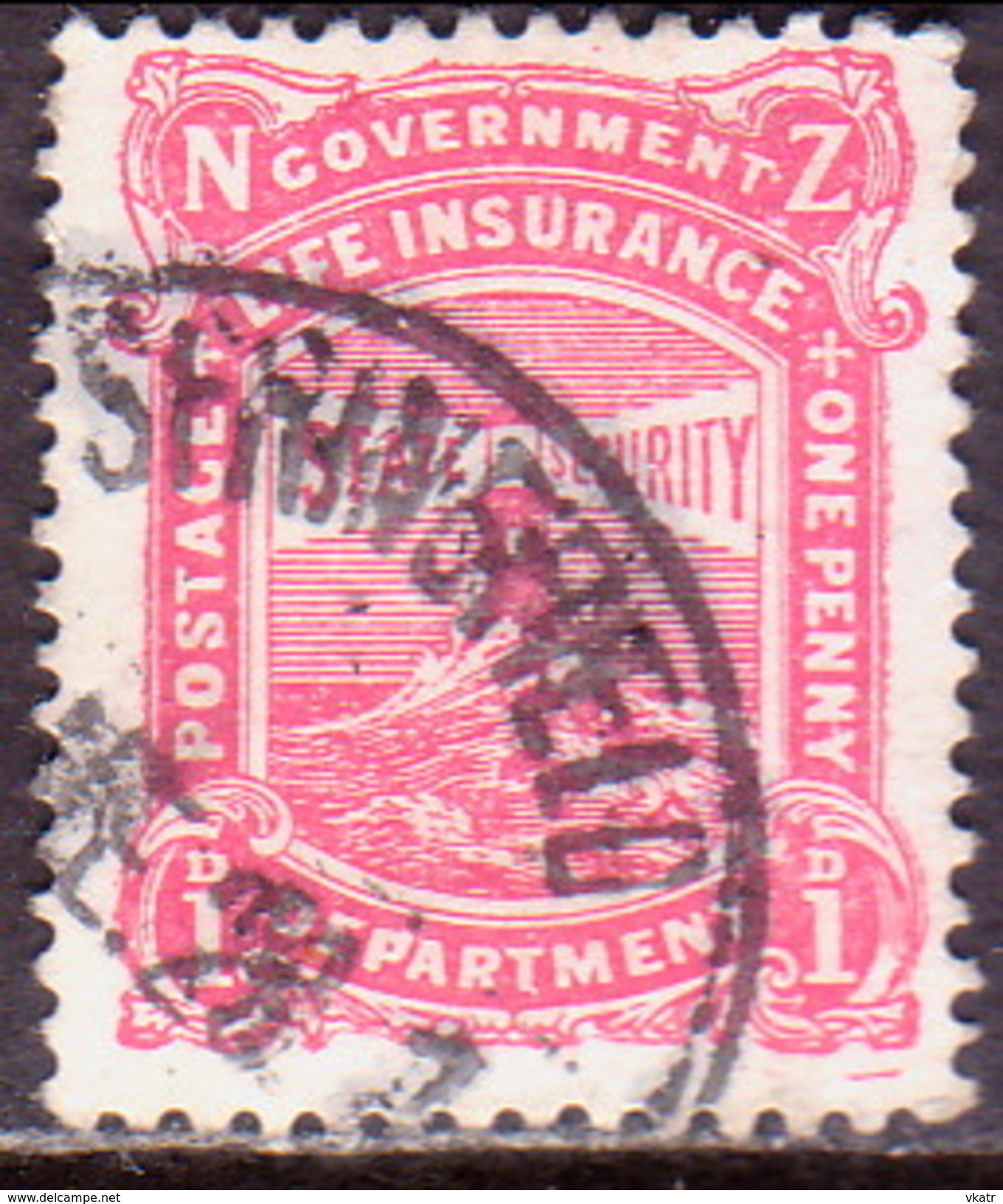 NEW ZEALAND 1913 SG L25a 1d Used Life Insurance Perf.14x15 Carmine-pink - Service