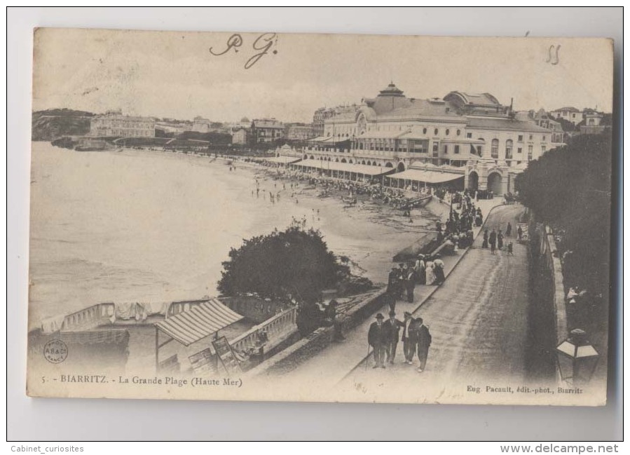 BIARRITZ - 1904 - La Grande Plage - Animée - Haute Mer - Biarritz