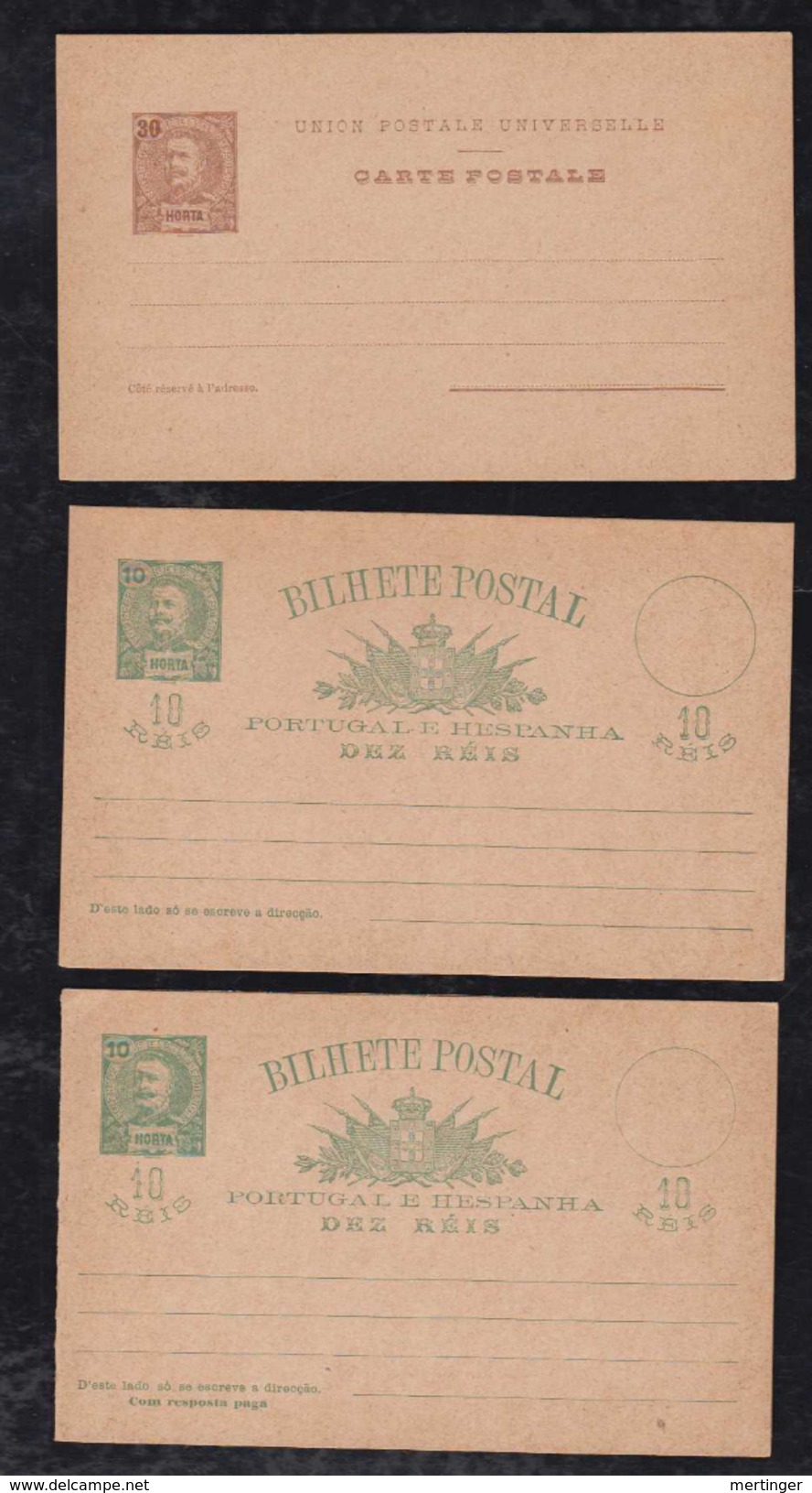 Portugal HORTA Ca 1897 3 Stationery MNH - Horta