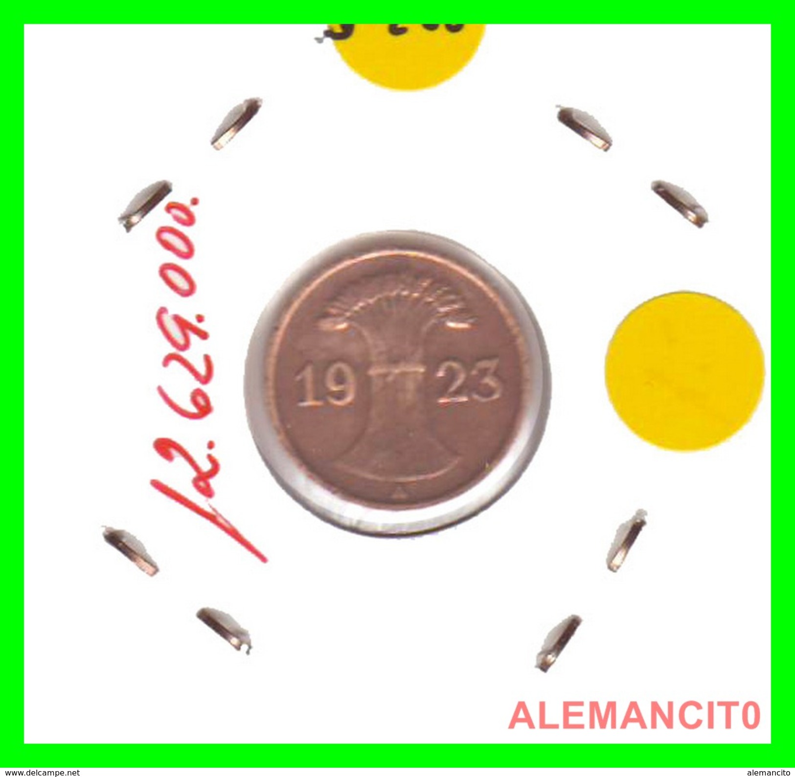 GERMANY, WEIMAR REPUBLIC 1923-1929 RENTENPFENNIG AÑO 1923-A  Bronze - 1 Rentenpfennig & 1 Reichspfennig