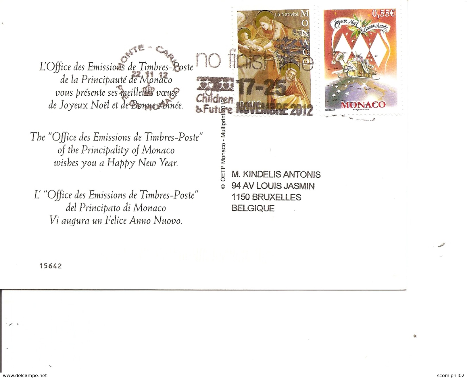 Monaco ( Carte Postale De 2012 De MonteCarlo Vers La Belgique à Voir) - Lettres & Documents