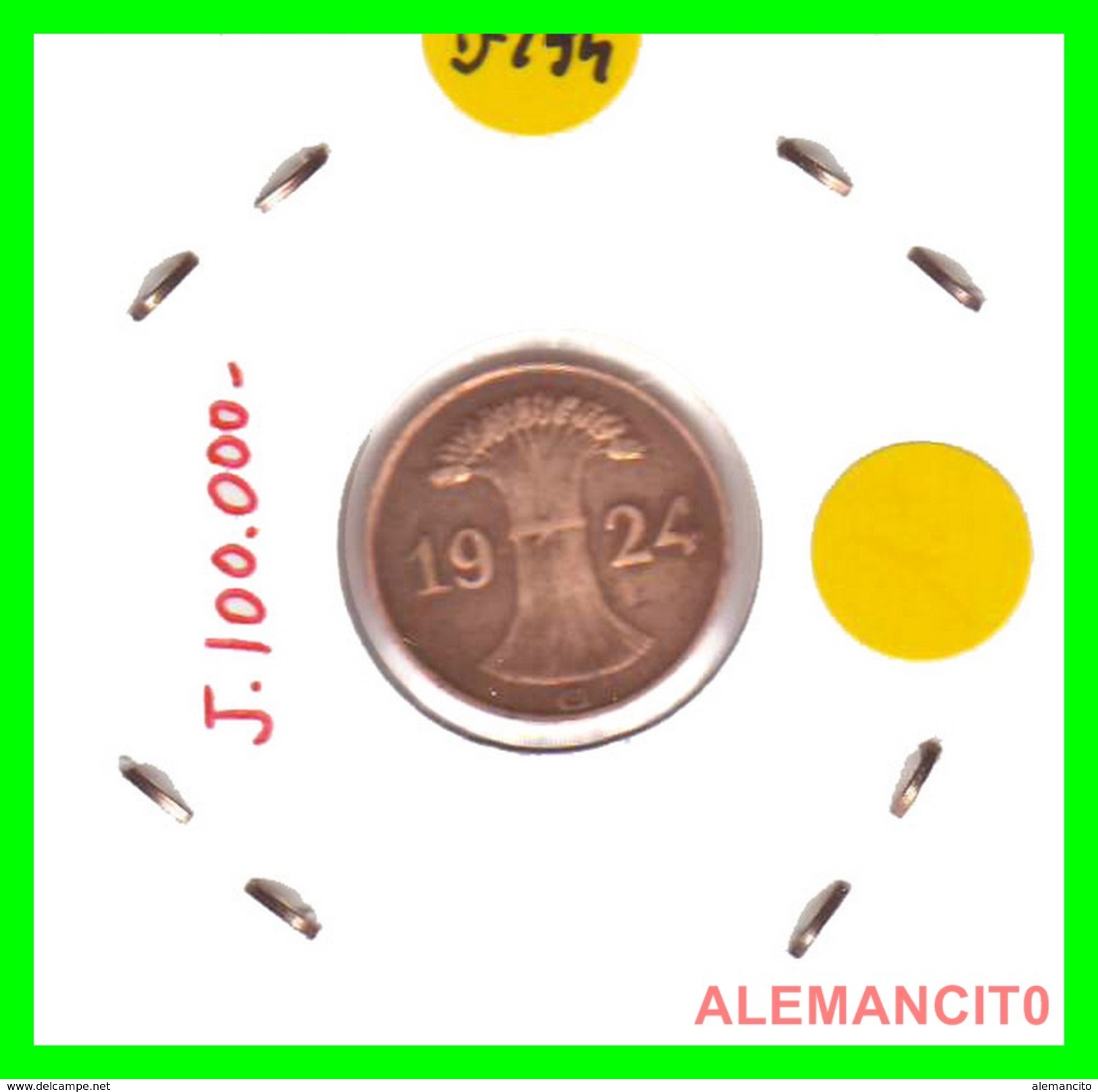 GERMANY, DEUTSCHES.REICH  1924-1936  REICHSPFENNIG  AÑO 1924-G  Bronze - 1 Rentenpfennig & 1 Reichspfennig