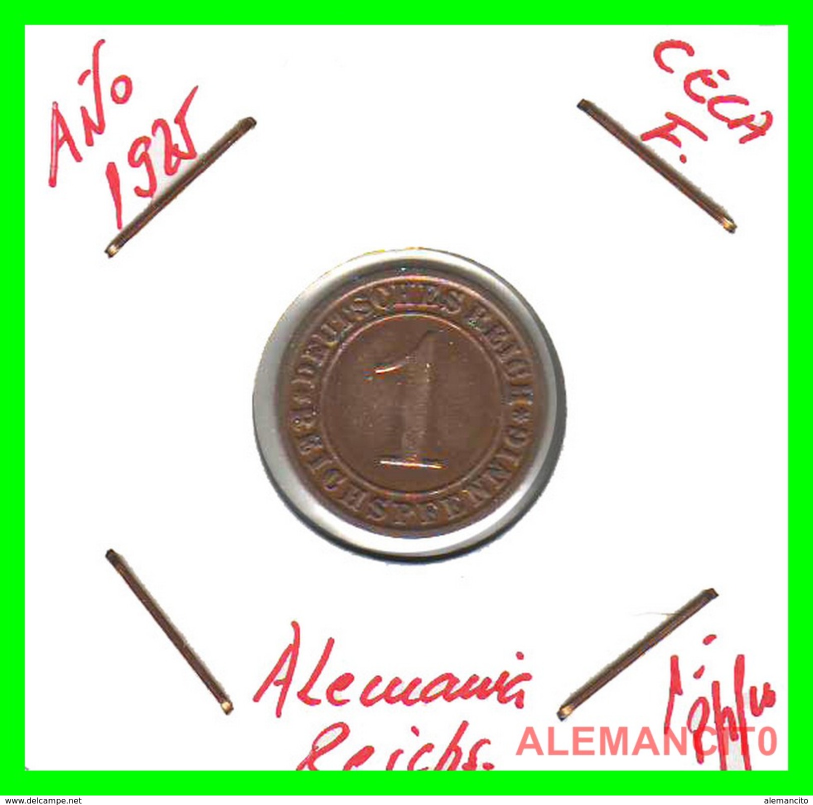 GERMANY, DEUTSCHES.REICH  1924-1936  REICHSPFENNIG  AÑO 1925-F  Bronze - 1 Renten- & 1 Reichspfennig