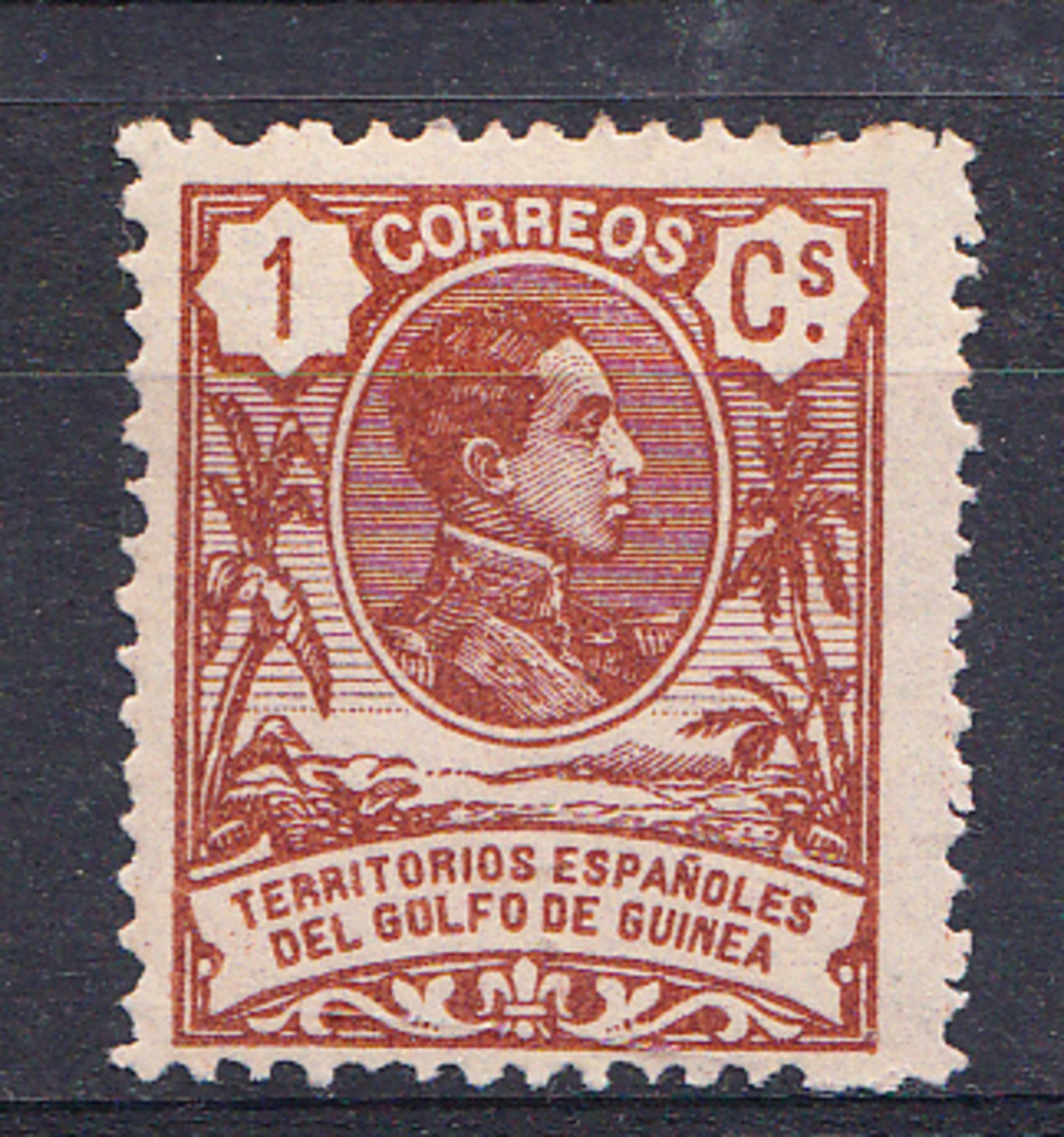 GUINEA 1909 EDIFIL Nº 59. 1 CENTIMO    ALFONSO XIII NUEVO CON CHARNELA    SES505GRANDE - Guinea Española