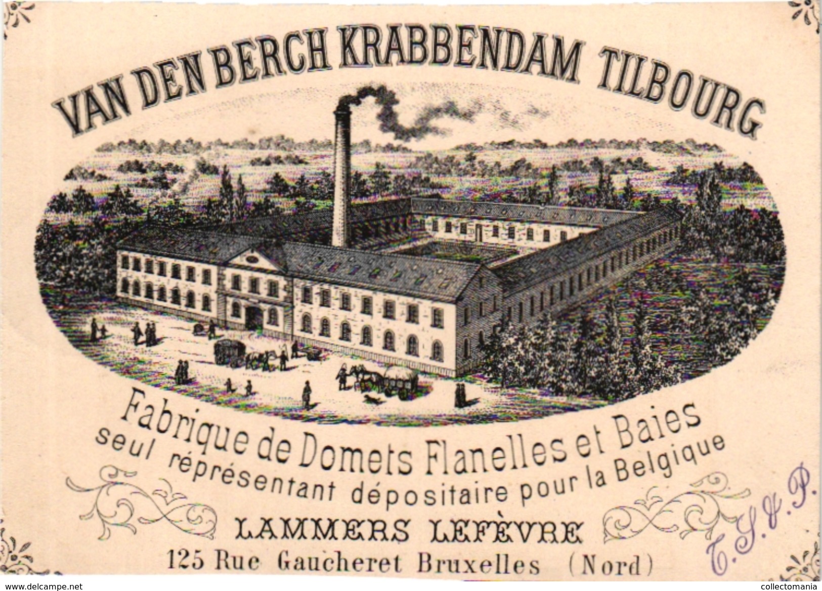 1 Visite Kaartje  VAN DEN BERGH KRABBENDAM TILBURG Tilbourg Lammers LEFEVRE  Circa 1859 - Porseleinkaarten