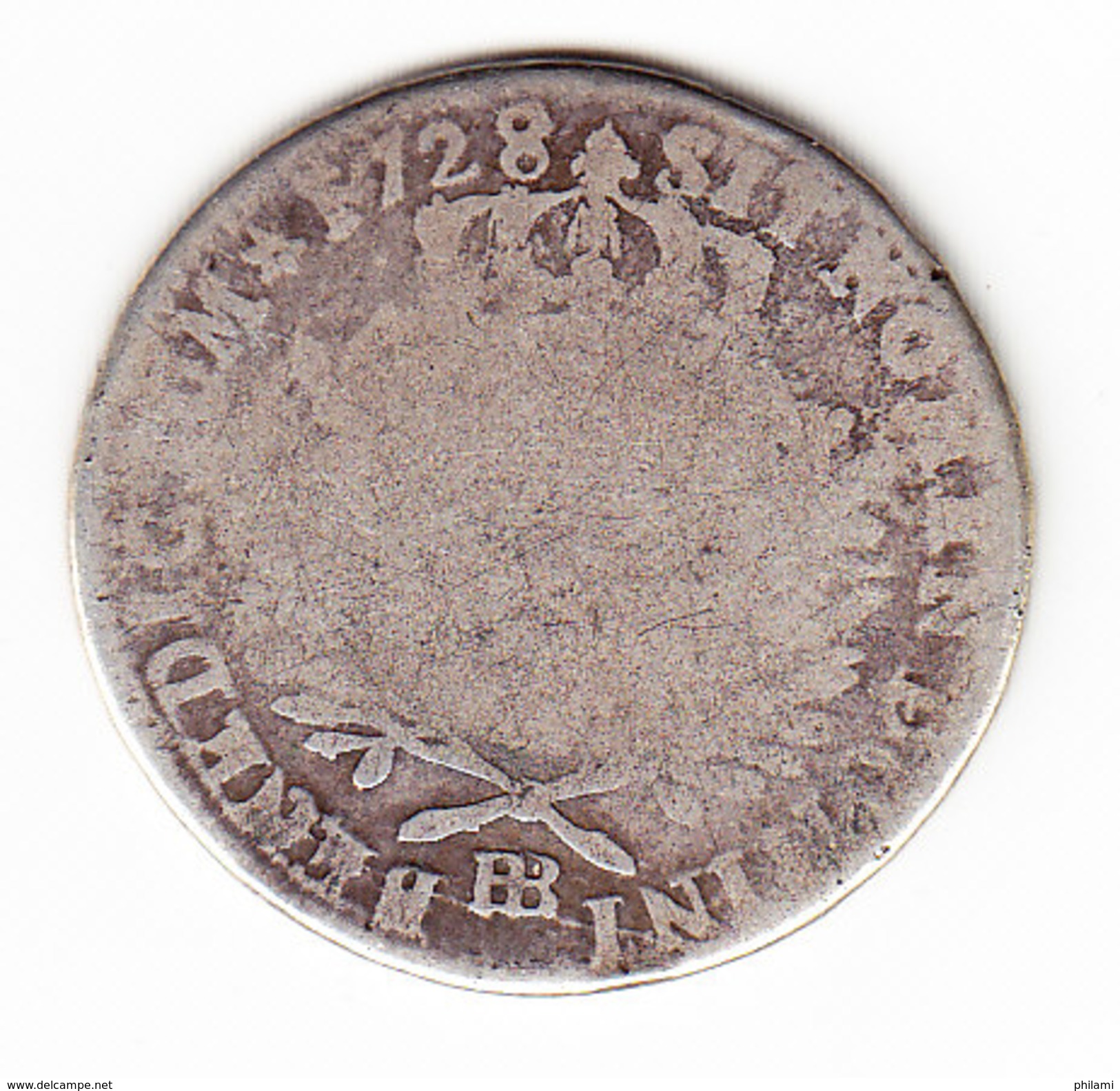 FRANCE KM 484.4 1/2 Ecu, 1728 BB, SILVER, LOUIS XV . (SP31) - 1715-1774 Louis XV Le Bien-Aimé