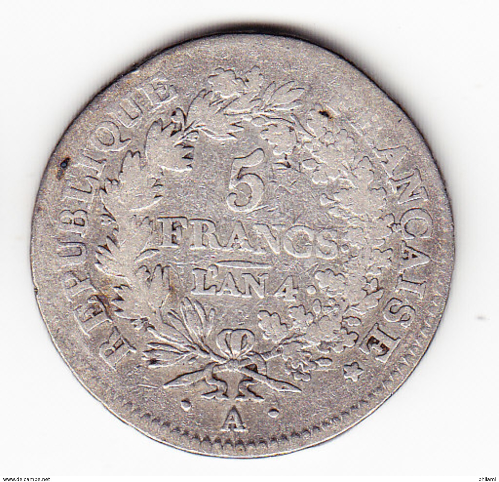 FRANCE   G 563, SILVER, 5Fr,    AN 4 A.  (F 8034) - Autres & Non Classés