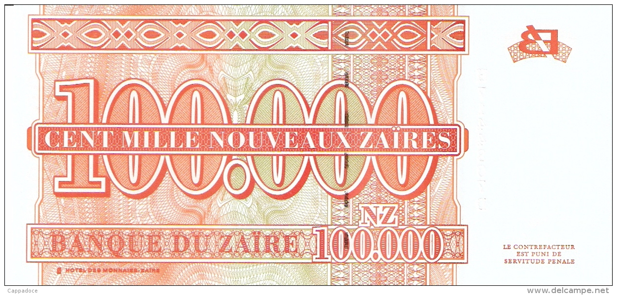 ZAIRE   100,000 Nouveaux Zaires   30/06/1996   Sign.11   HdMZ   P. 77   UNC - Zaïre
