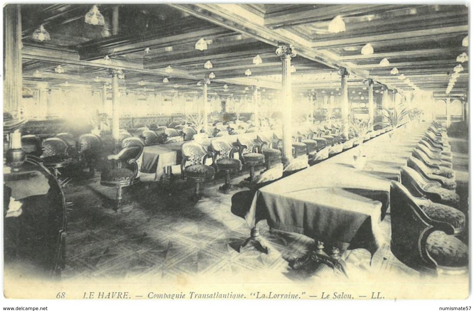 CPA LE HAVRE - Compagnie Transatlantique LA LORRAINE - Le Salon - Steamers