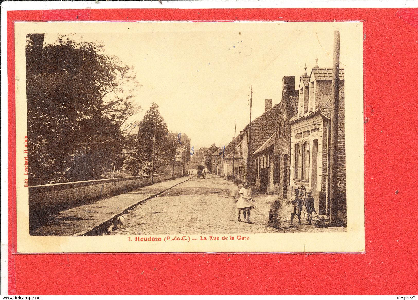 62 HOUDAIN Cpa Animée La Rue De La Gare     3 Fauchois - Houdain