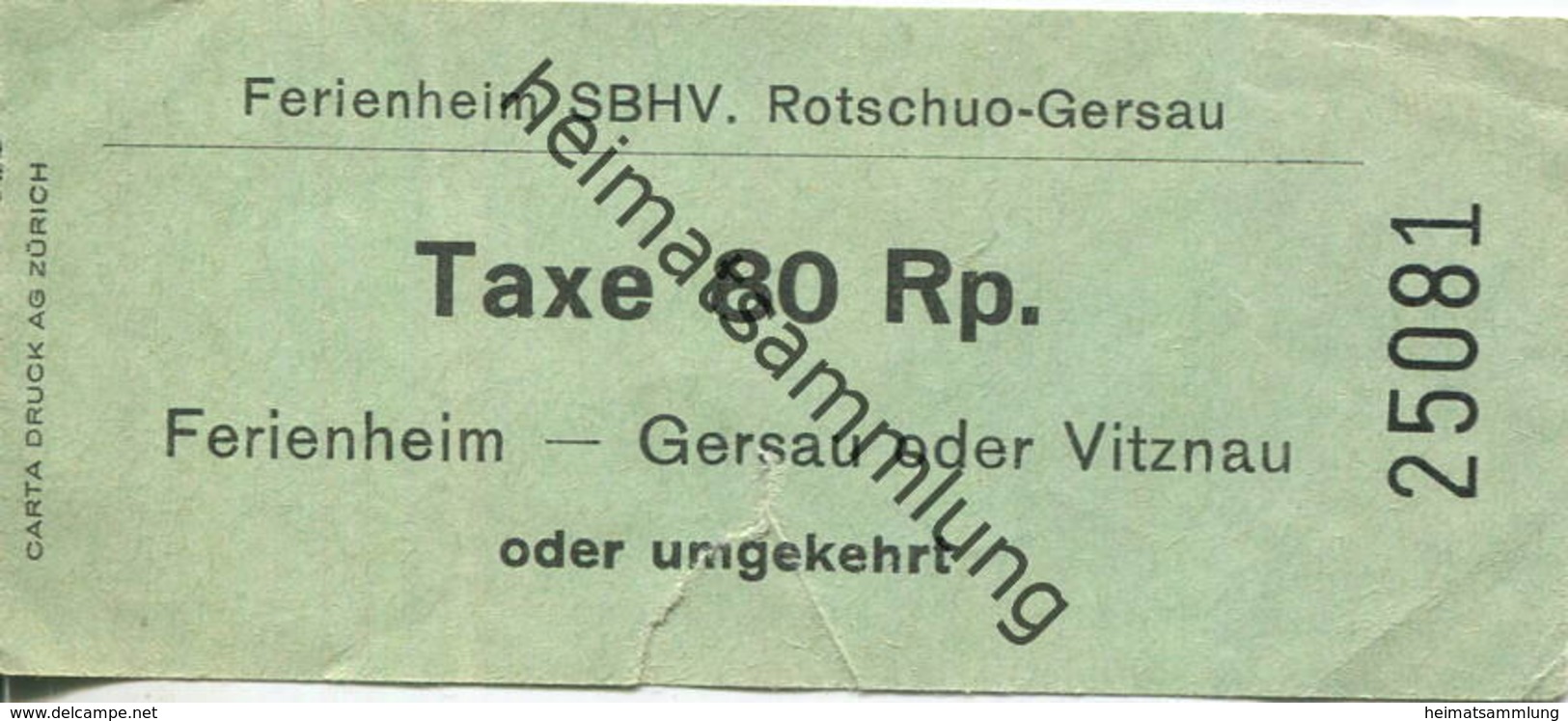 Schweiz - Ferienheim SBHV - Rotschuo-Gersau - Fahrschein Gersau Vitznau Oder Umgekehrt 80 Rp. - Europe