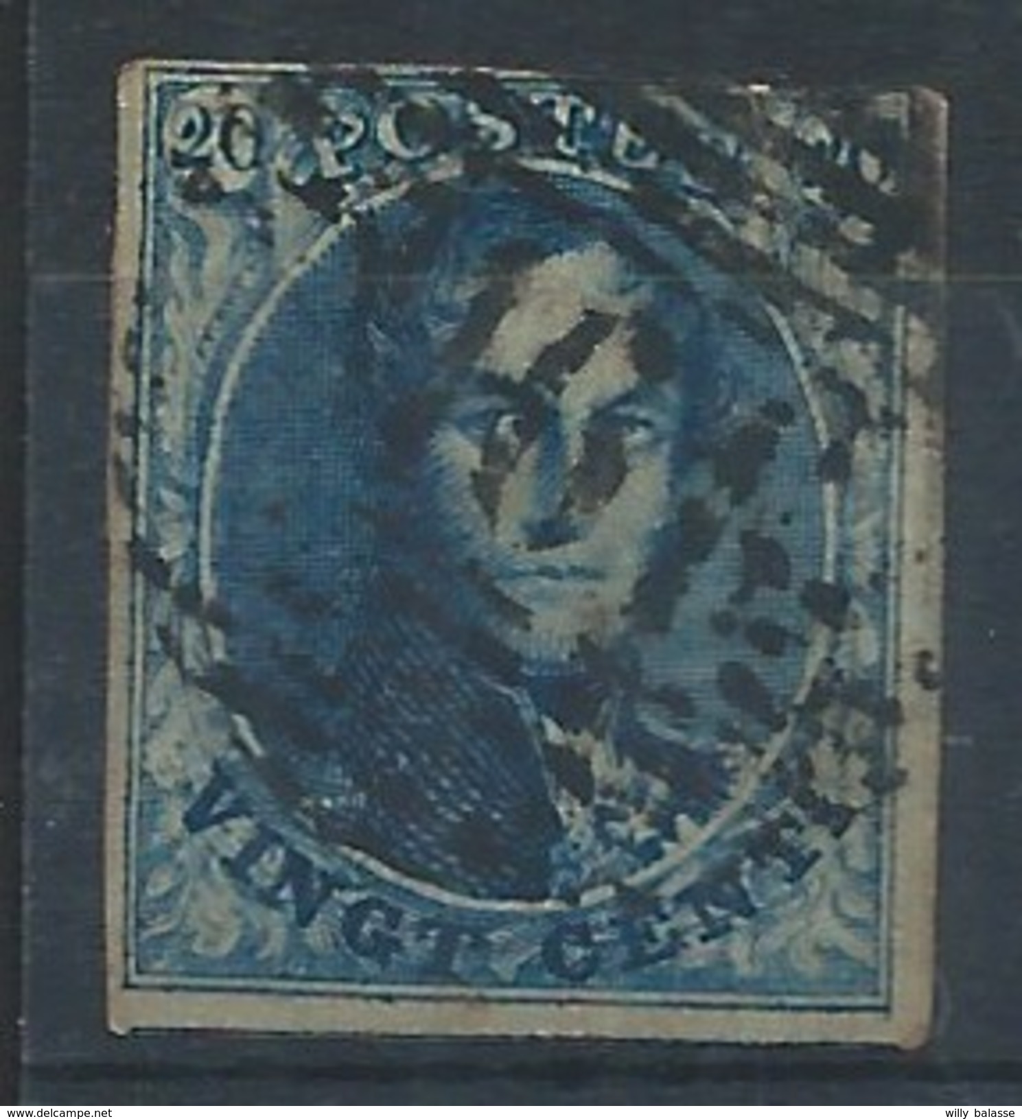 N°4, 20c Bleu Margé P161 FARCIENNES - 1849-1850 Medaillen (3/5)