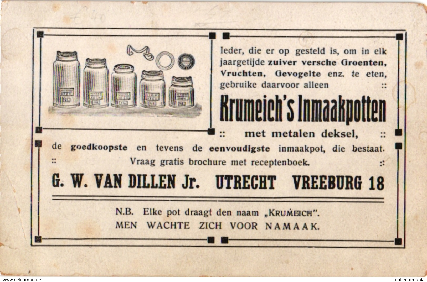 1870 Litho Handpers Visitekaart   UTRECHT Gevelversiering Uit Inmaakpotten Krumeich's Litho Versluys & Scherjon Utrecht - Visitekaartjes