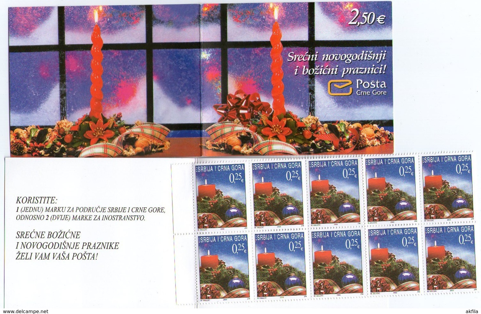 Serbia And Montenegro (Yugoslavia) 2003 New Year And Christmas, Booklet, MNH (**) Michel 3167 - Booklets