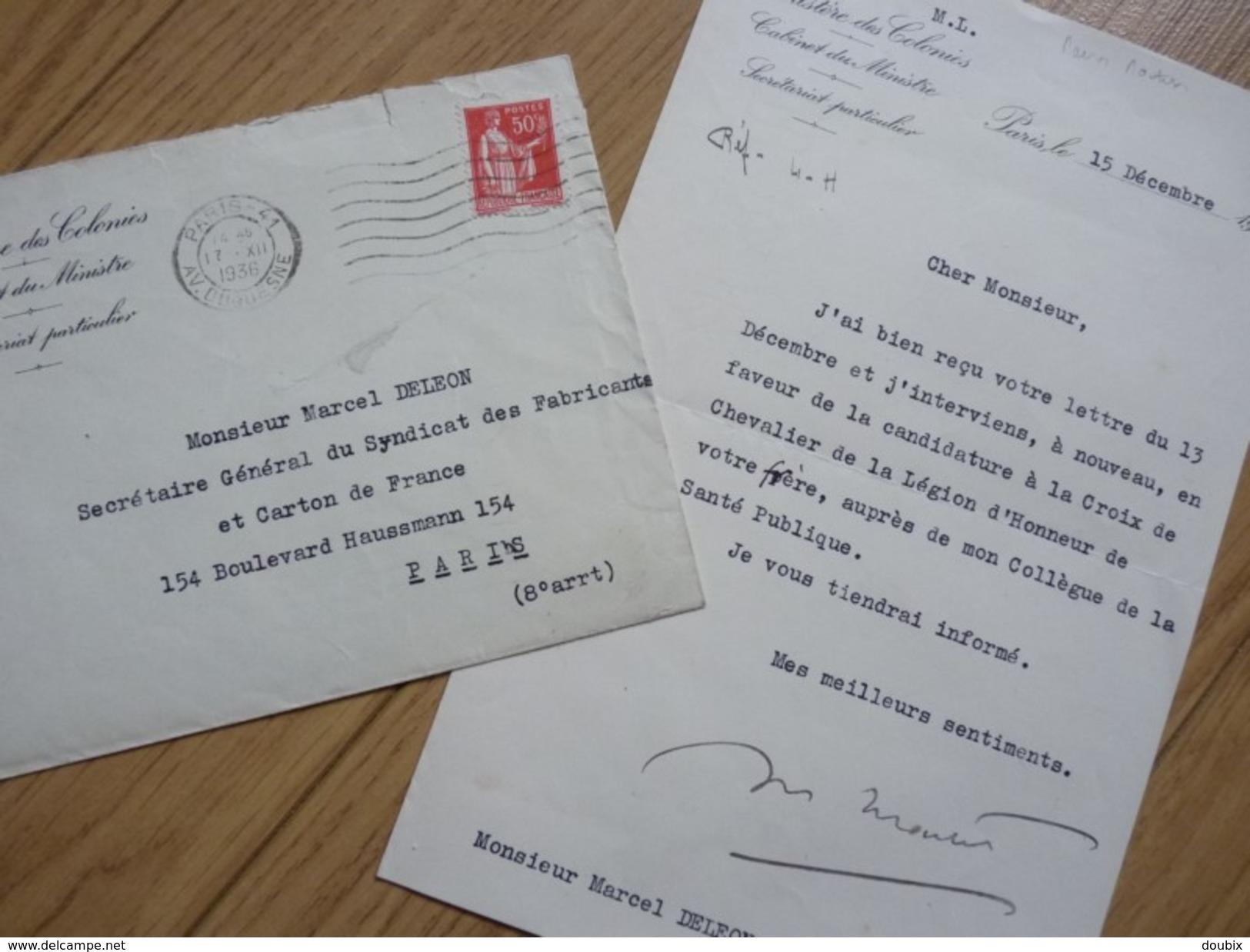 Marius MOUTET (1876-1968) Député LYON Puis VALENCE - MINISTRE Des COLONIES - Autographe - Other & Unclassified