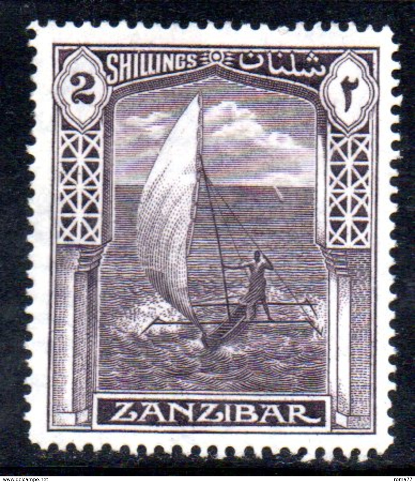 R636 - ZANZIBAR 1936, Gibbons 2 Sh N. 319  *  Gomma Parziale - Zanzibar (...-1963)