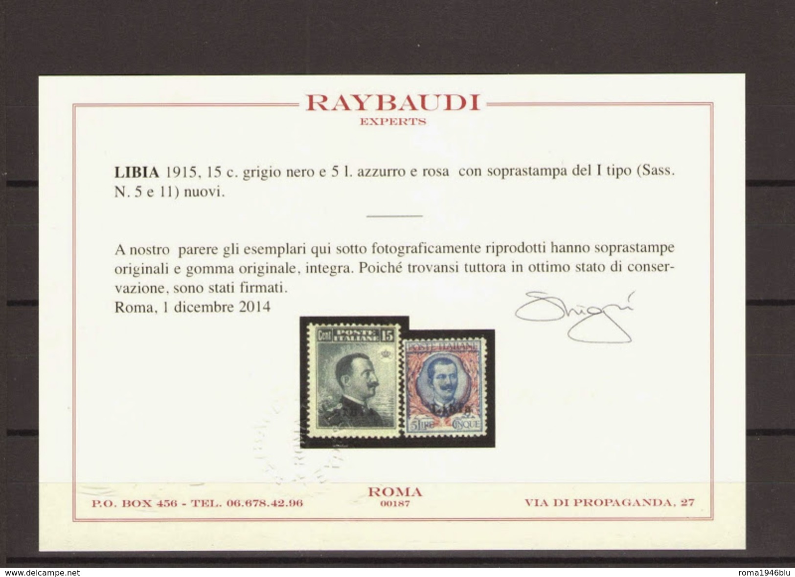 LIBIA 1912-15 SERIE CPL. 12 VALORI ** MNH LUSSO CERT. RAYBAUDI - Libya