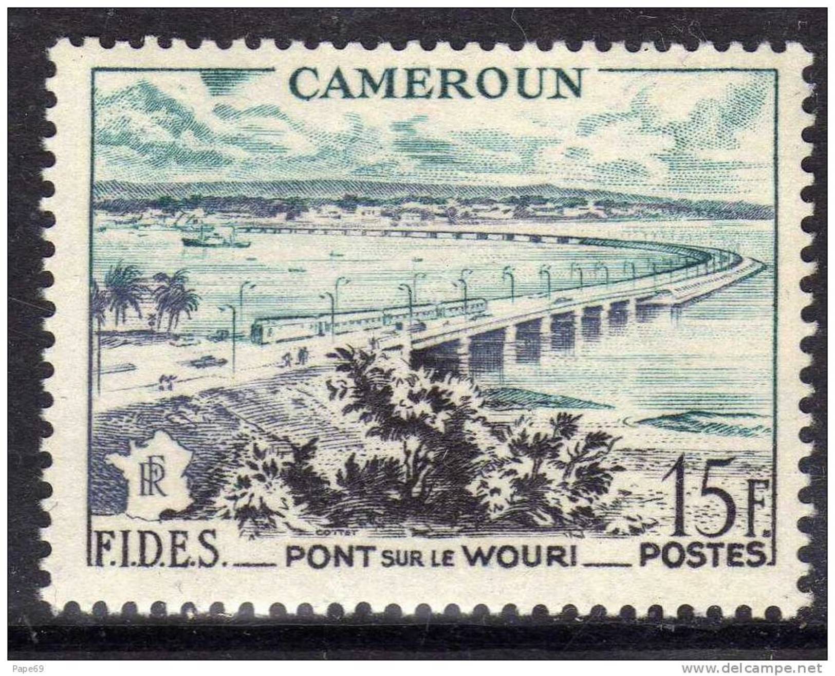 Cameroun N° 301  XX F.I.D.E.S.  15 F. Bleu-vert, Gris-violet Et Noir TB - Other & Unclassified