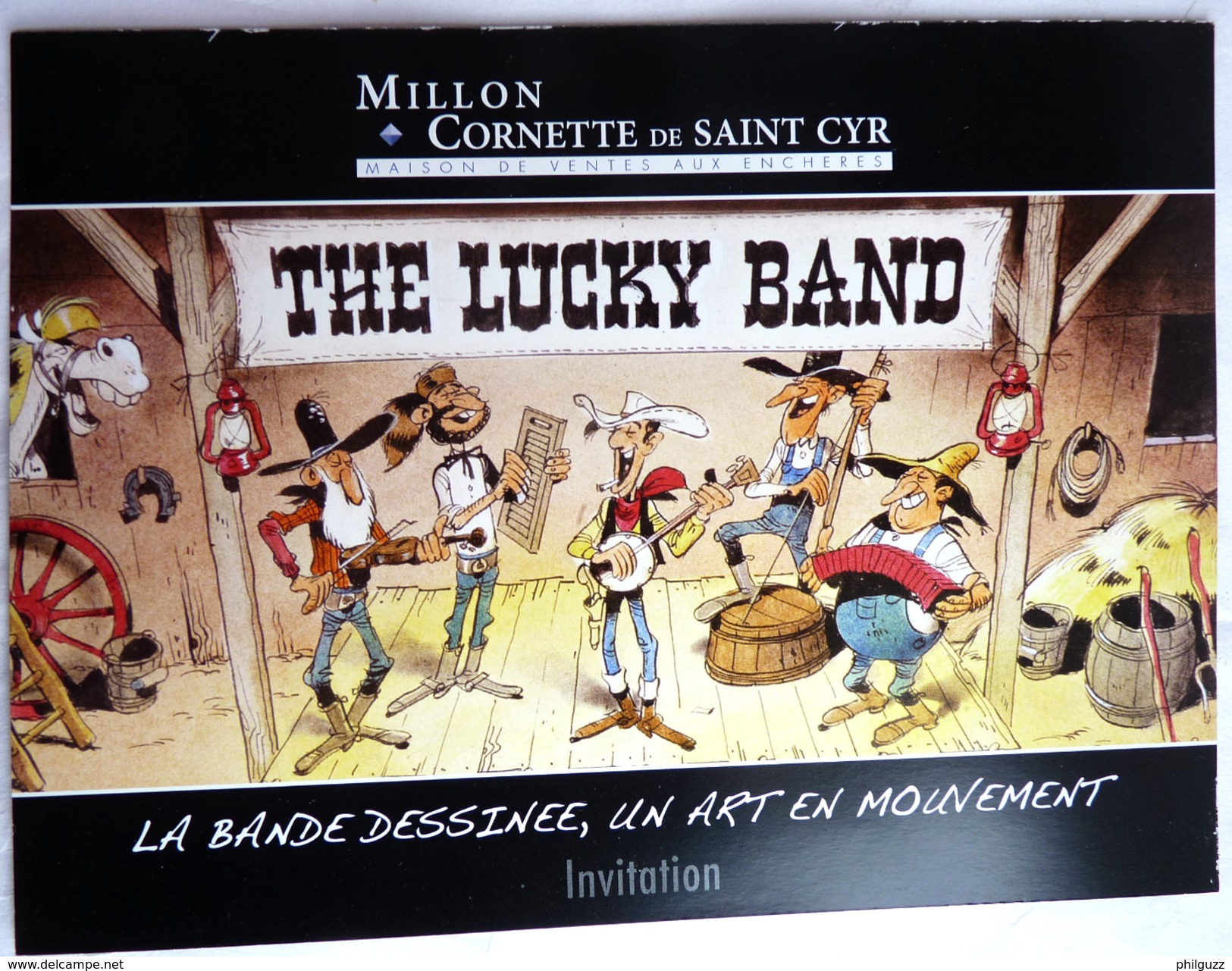 Rare CARTE D'INVITATION EXPOSITION BD ART EN MOUVEMENT MILLON LUCKY LUKE MORRIS - Autres & Non Classés