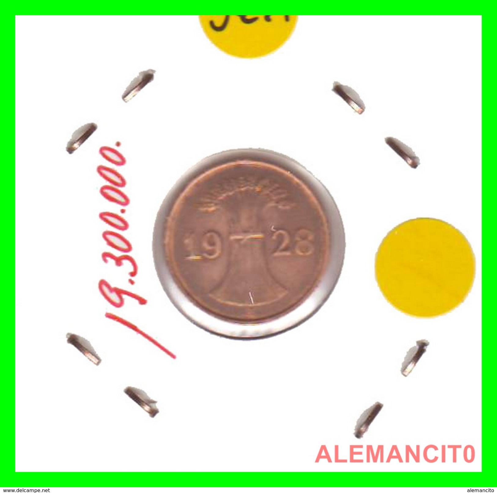 GERMANY  -   MONEDA  DE  1- REICHSPFENNIG  AÑO 1928 A   Bronze - 1 Rentenpfennig & 1 Reichspfennig