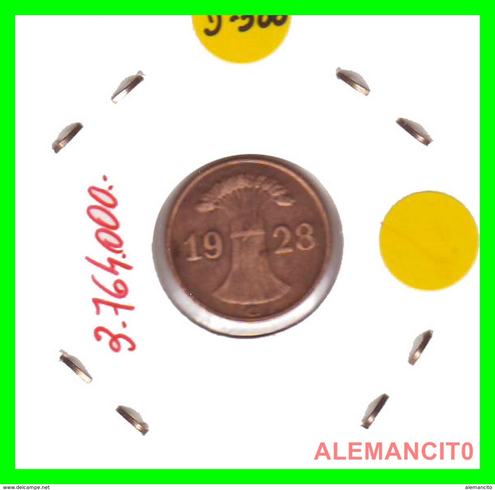 GERMANY  -   MONEDA  DE  1- REICHSPFENNIG  AÑO 1928 G   Bronze - 1 Rentenpfennig & 1 Reichspfennig