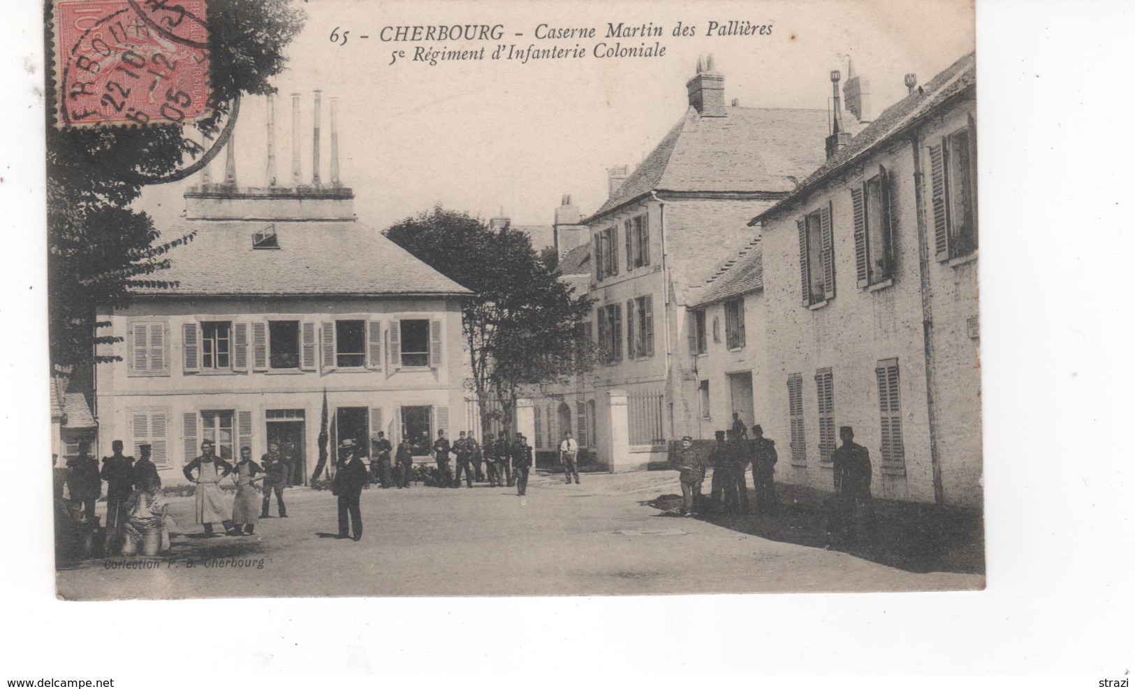 CHERBOURG -  Caserne Martin Des Pallières 5° Régiment D'Infanterir Coloniale (pli Bas Gauche) - Cherbourg