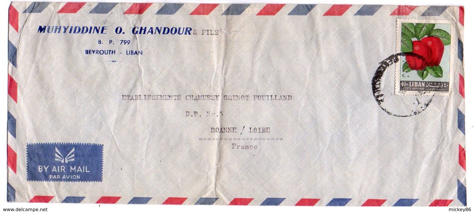 Liban--lettre De Beyrouth  Pour ROANNE (France)--timbre Seul Sur Lettre-personnalisée MUHYIDDINE & GHANDOUR - Líbano