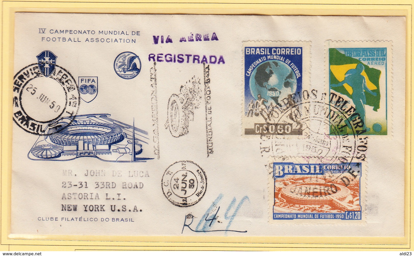 Beautiful Register Cover Of World Cup Soccer Brazil 1950. Football - Coupe Du Monde! - 1950 – Brasilien