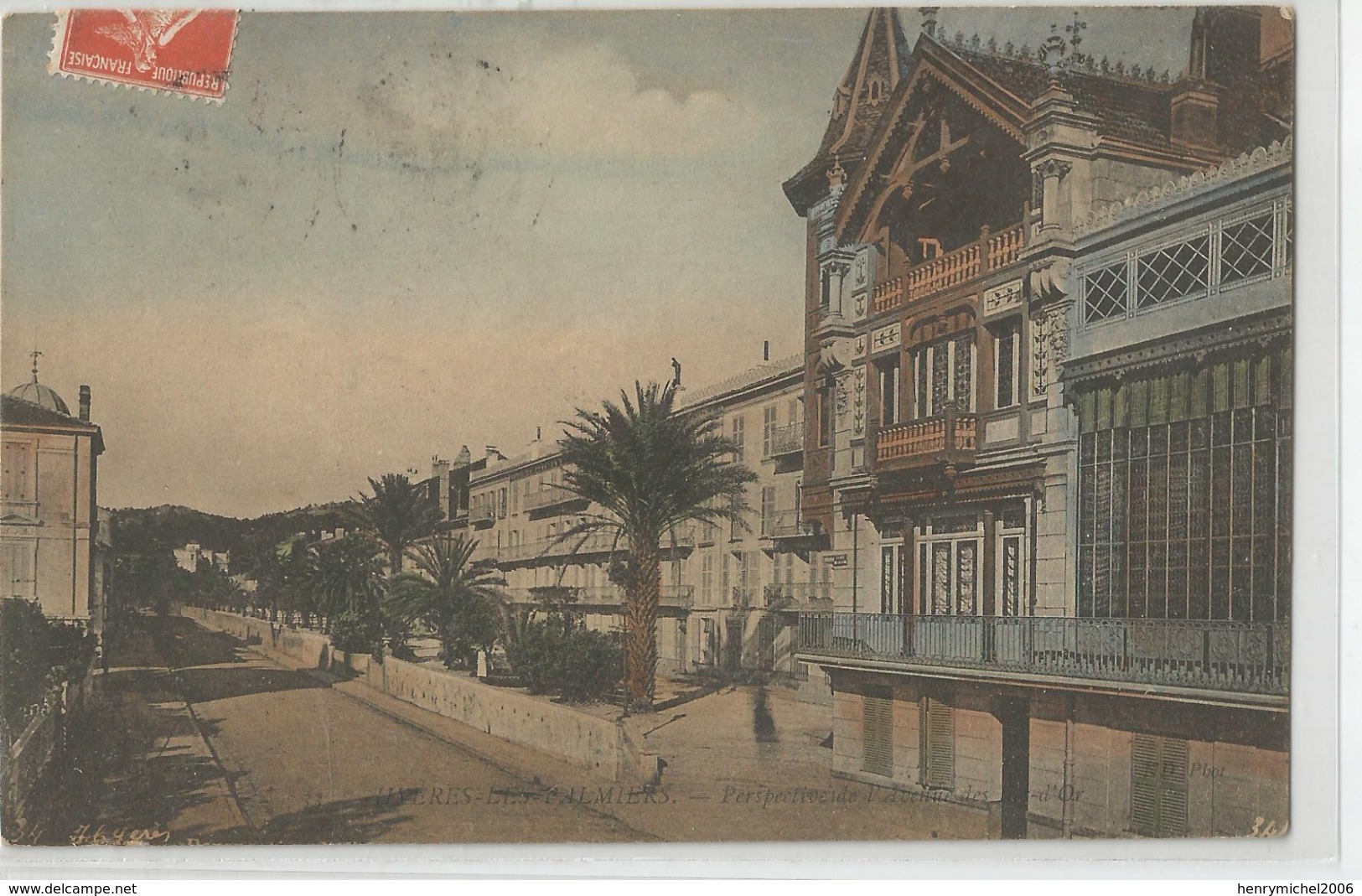 Var - 83 - Hyères Les Palmiers Perspective De L'avenue Des Iles D'or 1908 - Hyeres