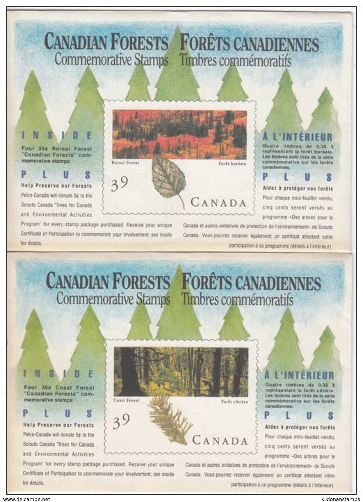 Canada 1990 Minisheets, Full Set, Canada Forests, Sc# 1283a-1286a - Nuevos