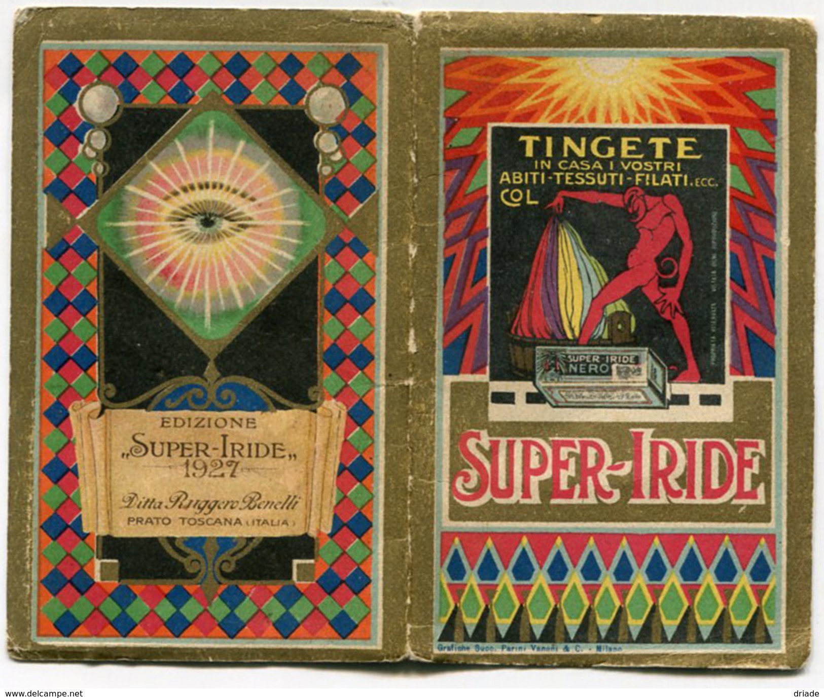 CALENDARIETTO SUPER IRIDE DITTA RUGGERO BONELLI PRATO TOSCANA ANNO 1927 - Formato Piccolo : 1921-40