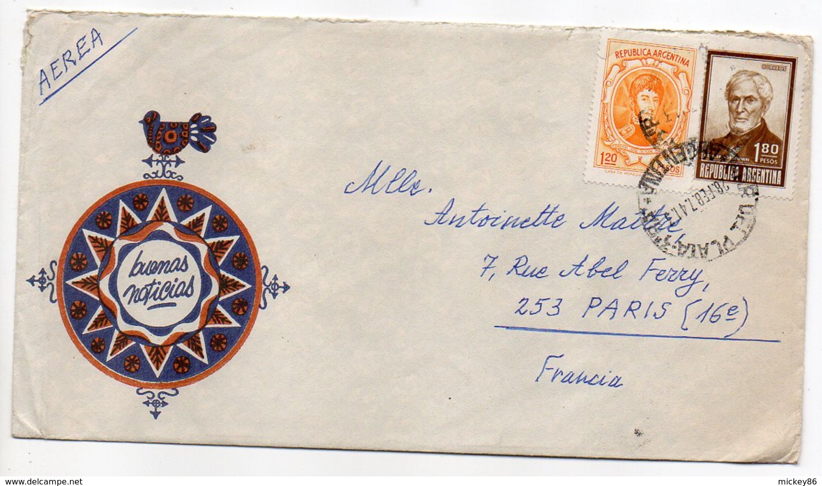 Brésil -1974---lettre De MAR DEL PLATA  Pour PARIS (France)--timbres Sur Lettre- Cachet - Lettres & Documents