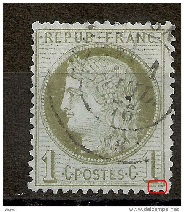 1C Cérès Filet Sud Cassé. - 1871-1875 Ceres