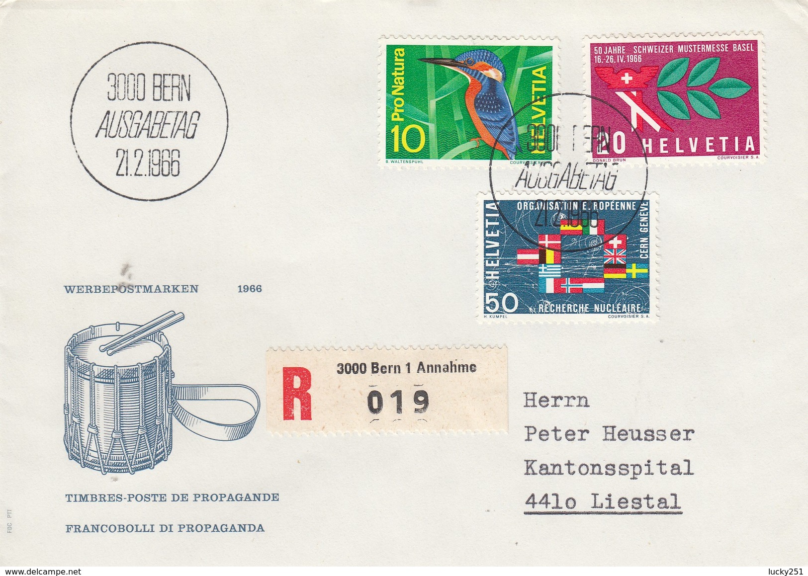 Suisse - Lettre/ Propagande - 21/02/1966 - YT 766/68 - FDC - Briefe U. Dokumente