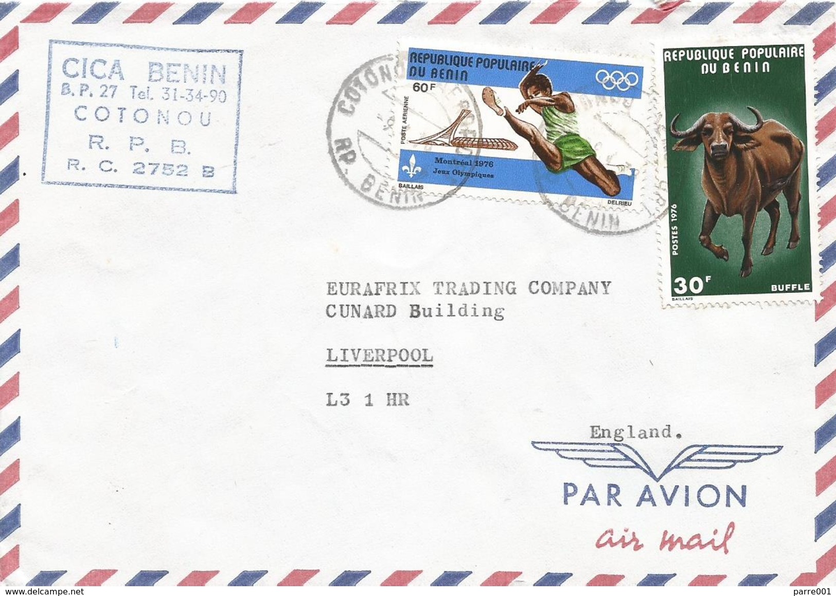 Benin 1978 Cotonou Aeroport Olympic Games Montreal Athletics Scouting Buffalo Cover - Benin – Dahomey (1960-...)