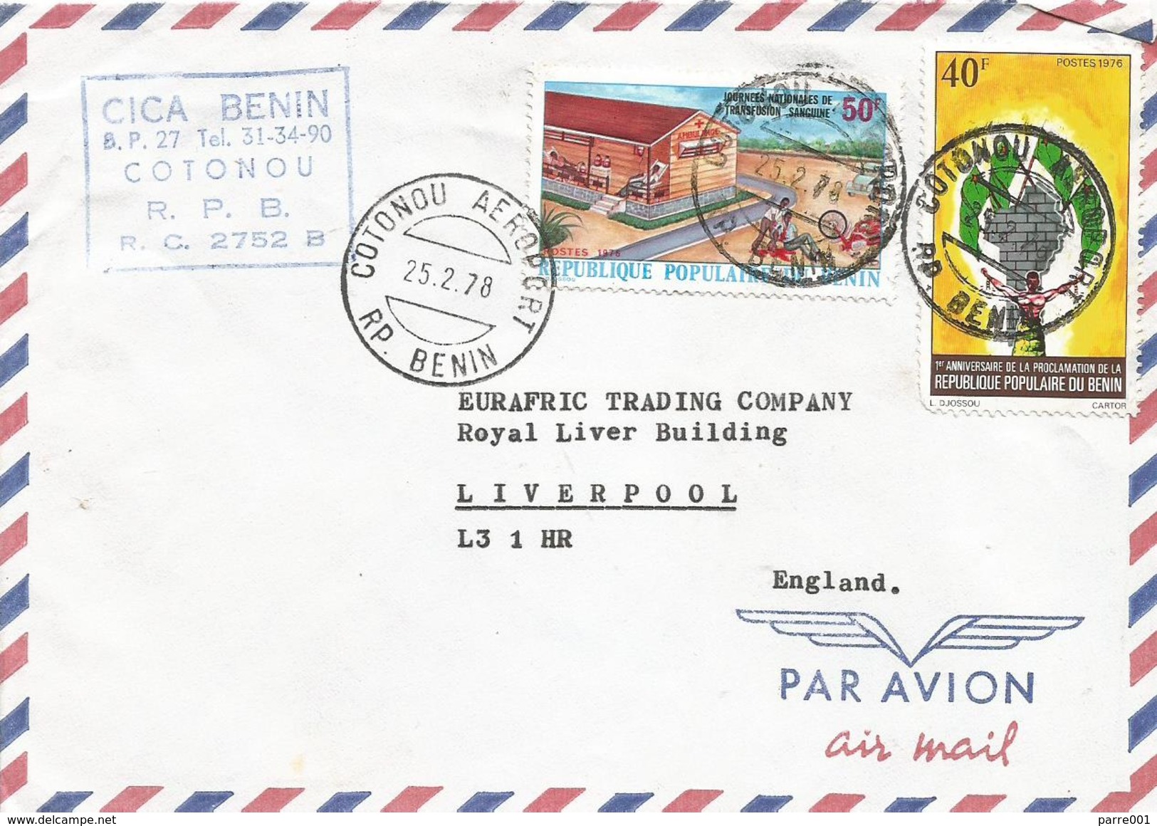 Benin 1978 Cotonou Aeroport Blood Transfusion Revolution Cover - Benin – Dahomey (1960-...)