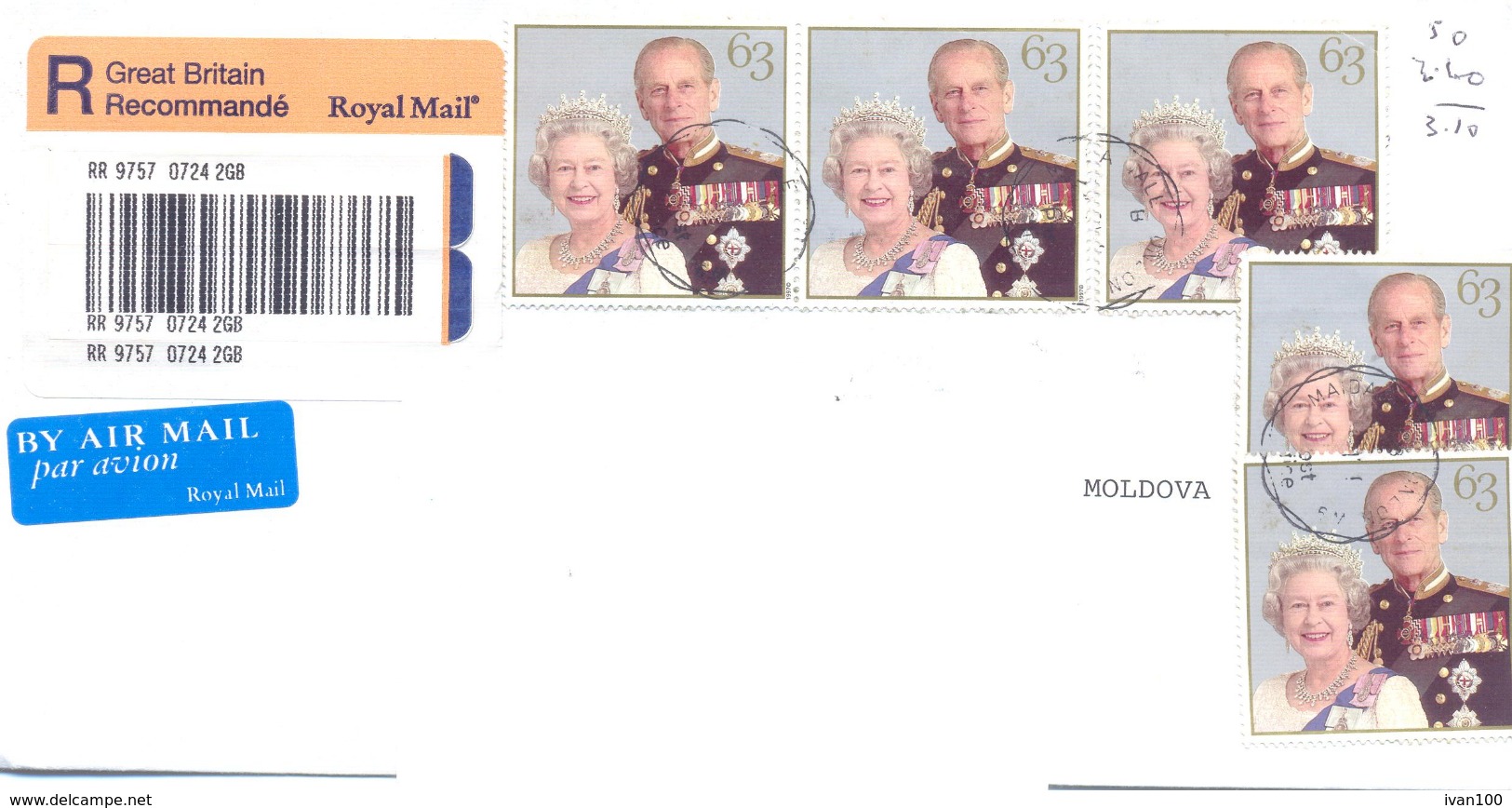 2002. Great Britain, The Letter Sent By Recommande Post To Moldova - Lettres & Documents