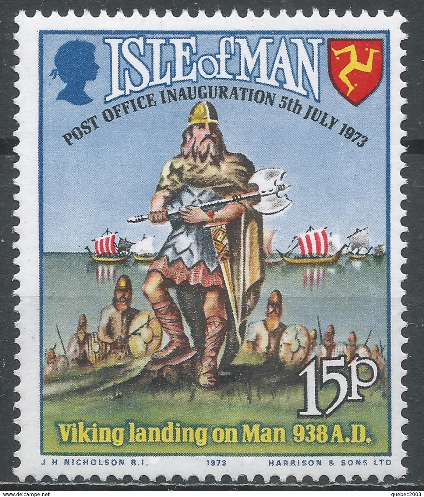 Isle Of Man 1973. Scott #28 (MNH) Vikings Landing On Man - Isle Of Man