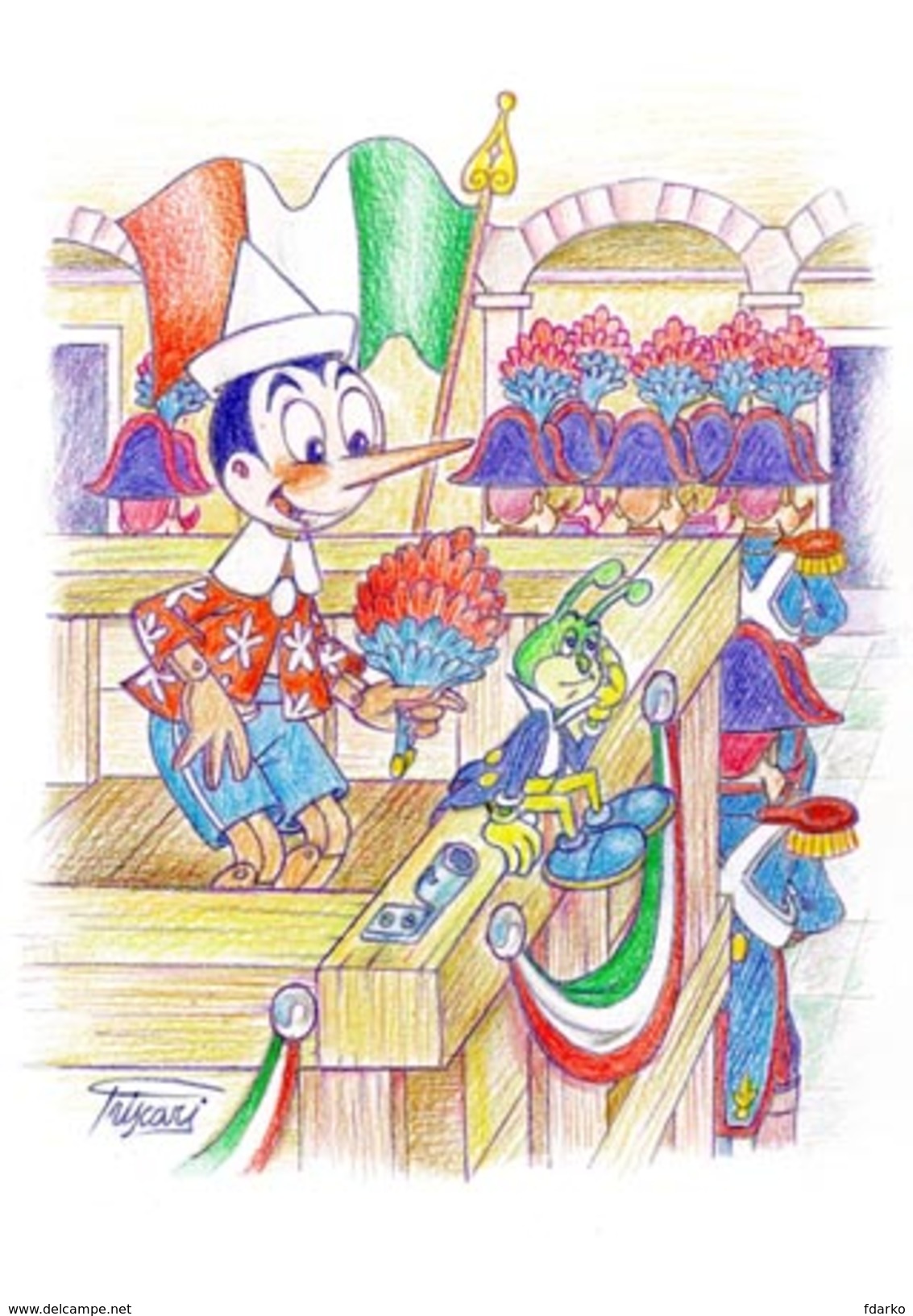 Set Pazzle Pinocchio Fairy with blue hair Cofanetto gruppo 11+2 Cartoline Pinocchio e i Carabinieri Puzzle Pescia lotto